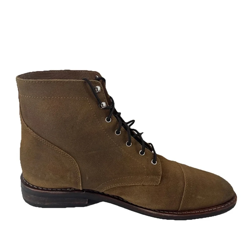 Thursday Everyday Captain Boots Men 15 Brown Suede Leather Cap Toe Lace Up Ankle